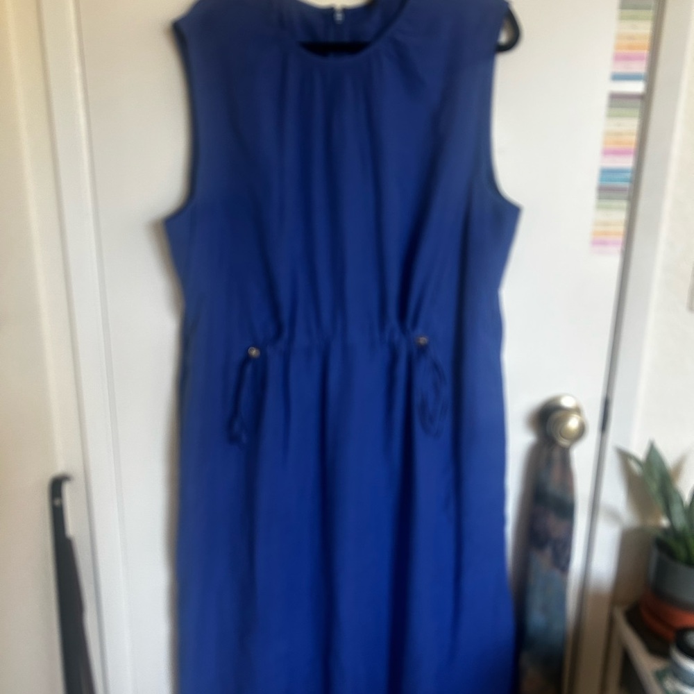 Whistles Blue Ruched Drawstring Sundress - Picture 6 of 9